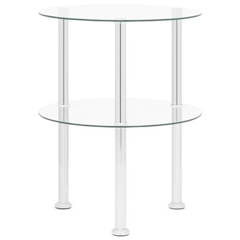 Bijzettafel 2-laags 38 cm gehard glas transparant 2