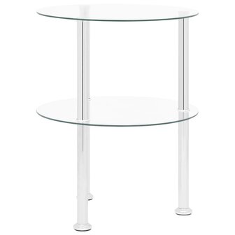 Bijzettafel 2-laags 38 cm gehard glas transparant 3