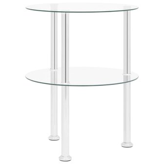 Bijzettafel 2-laags 38 cm gehard glas transparant 4