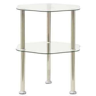 Bijzettafel 2-laags 38x38x50 cm gehard glas transparant 1