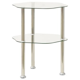 Bijzettafel 2-laags 38x38x50 cm gehard glas transparant 2