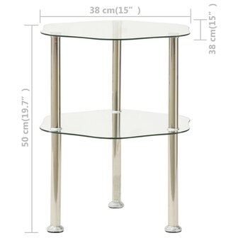 Bijzettafel 2-laags 38x38x50 cm gehard glas transparant 5