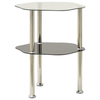 Bijzettafel 2-laags 38x38x50 cm gehard glas transparant zwart 2