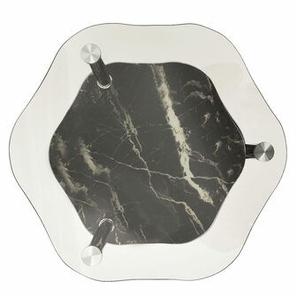 Bijzettafel 2-laags 38x38x50 cm gehard glas transparant zwart 3