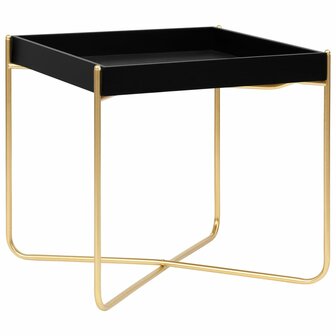 Bijzettafel 38x38x38,5 cm MDF zwart en goudkleurig 1