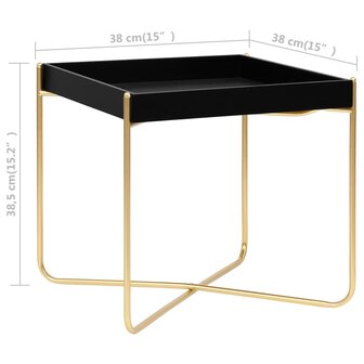 Bijzettafel 38x38x38,5 cm MDF zwart en goudkleurig 7