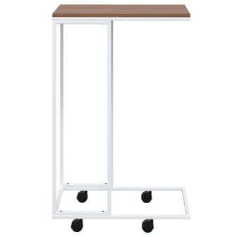 Bijzettafel met wieltjes 40x30x63,5 bewerkt hout wit en bruin 3