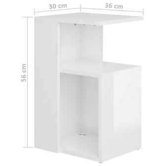 Bijzettafel 36x30x56 cm bewerkt hout hoogglans wit 6