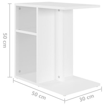 Bijzettafel 50x30x50 cm bewerkt hout wit 8