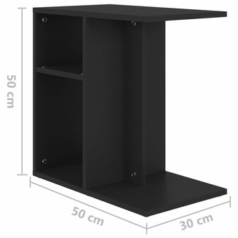 Bijzettafel 50x30x50 cm bewerkt hout zwart 8