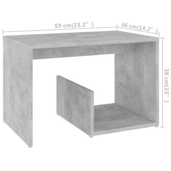 Bijzettafel 59x36x38 cm bewerkt hout betongrijs 6