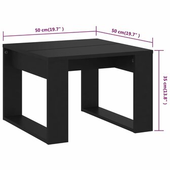 Bijzettafel 50x50x35 cm bewerkt hout zwart 7
