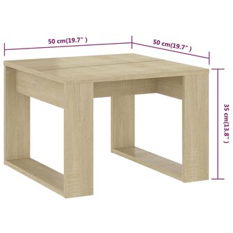 Bijzettafel 50x50x35 cm bewerkt hout sonoma eikenkleurig 7