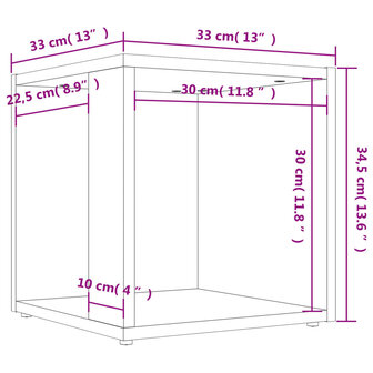 Bijzettafel 33x33x34,5 cm bewerkt hout sonoma eikenkleurig 8