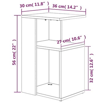 Bijzettafel 36x30x56 cm bewerkt hout gerookt eikenkleurig 6