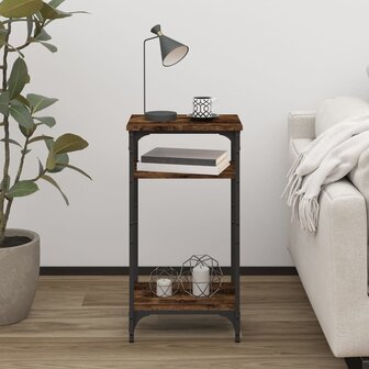 Bijzettafel 40x30x75 cm bewerkt hout gerookt eikenkleurig 3