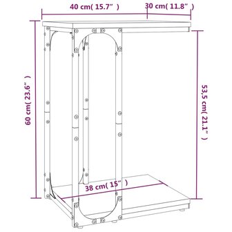 Bijzettafel 40x30x60 cm bewerkt hout gerookt eikenkleurig 8