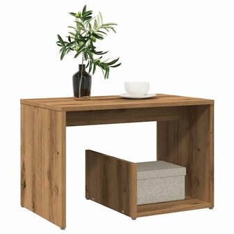 Bijzettafel 59x36x38 cm bewerkt hout artisanaal eikenkleurig 1
