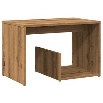 Bijzettafel 59x36x38 cm bewerkt hout artisanaal eikenkleurig 2