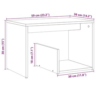Bijzettafel 59x36x38 cm bewerkt hout artisanaal eikenkleurig 9