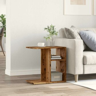 Bijzettafel 50x30x50 cm bewerkt hout oud houtkleurig 3