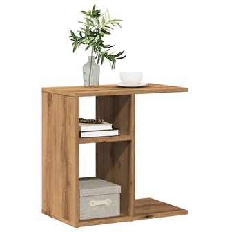 Bijzettafel 50x30x50 cm bewerkt hout artisanaal eikenkleur 1