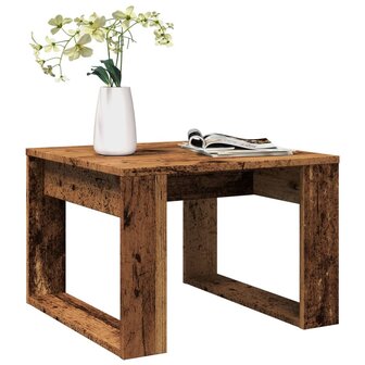 Bijzettafel 50x50x35 cm bewerkt hout oud houtkleurig 1