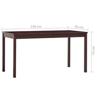 Eettafel 140x70x73 cm grenenhout donkerbruin 6