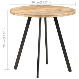 Eettafel 80 cm ruw mangohout 4