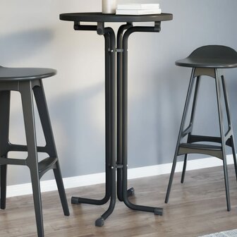 Eettafel &Oslash; 60x110 cm bewerkt hout en staal zwart 1