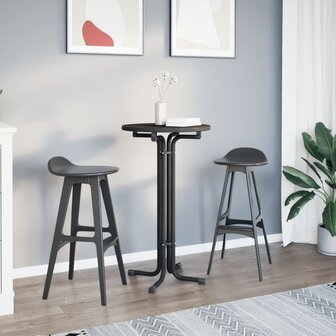 Eettafel &Oslash; 60x110 cm bewerkt hout en staal zwart 3