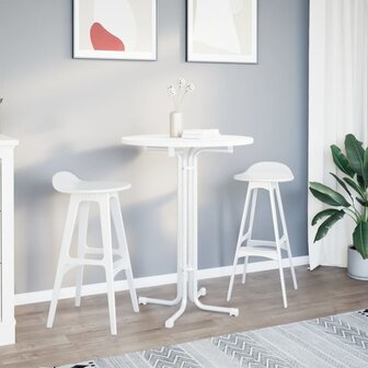 Eettafel &Oslash; 80x110 cm bewerkt hout en staal wit 3
