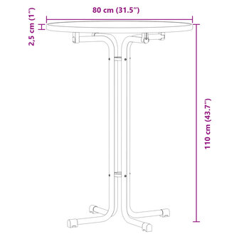Eettafel &Oslash; 80x110 cm bewerkt hout en staal zwart 9