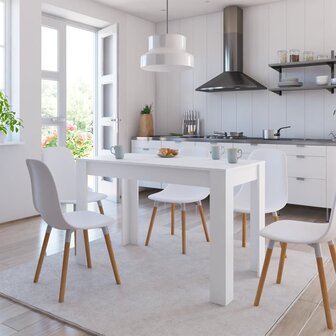 Eettafel 120x60x76 cm bewerkt hout wit 1
