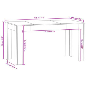 Eettafel 140x74,5x76 cm bewerkt hout grijs sonoma eikenkleurig 7