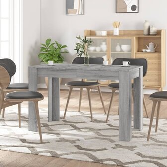 Eettafel 120x60x76 cm bewerkt hout grijs sonoma eikenkleurig 1