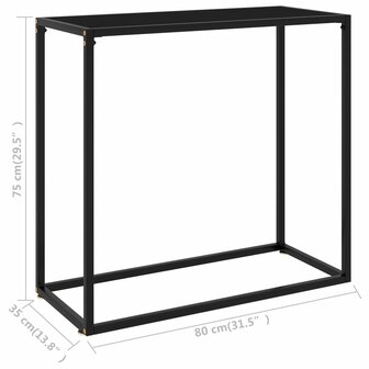 Wandtafel 80x35x75 cm gehard glas zwart 6