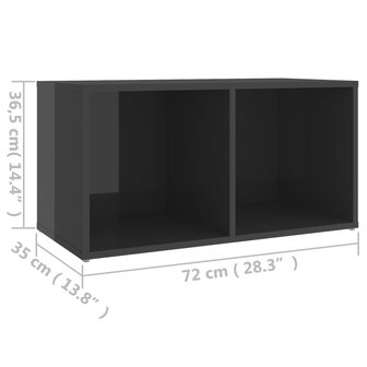 Tv-meubel 72x35x36,5 cm bewerkt hout hoogglans grijs 9
