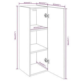 Tv-meubel 30,5x30x90 cm bewerkt hout gerookt eikenkleur 9