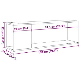Tv-meubel 100x24x32 cm bewerkt hout artisanaal eikenkleur 9