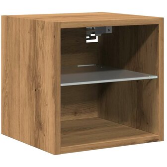 Tv-wandmeubel met LED-verlichting 30x28,5x30cm artisanaal eiken 2