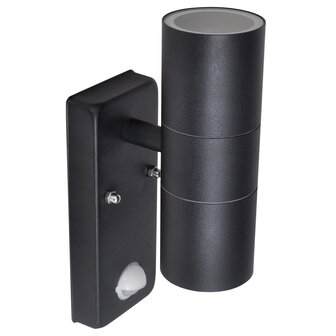 Wandlamp met sensor LED cilindervormig RVS zwart 3