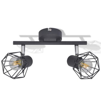 Plafondlamp met 2 LED&amp;apos;s industri&euml;le stijl zwart 3