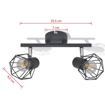 Plafondlamp met 2 LED&amp;apos;s industri&euml;le stijl zwart 6