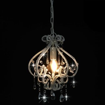 Plafondlamp met kralen rond E14 wit 4