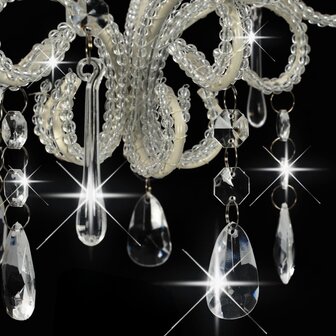 Plafondlamp met kralen rond E14 wit 6