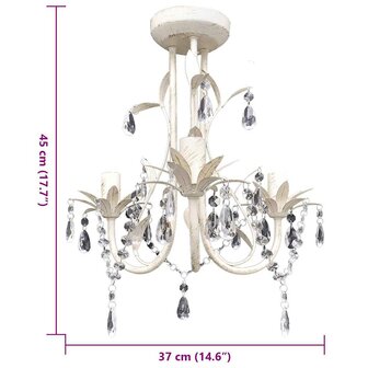 Kristallen kroonluchter met wit elegant design (3 lampen) 5