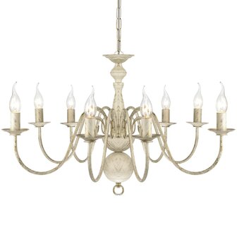 Kroonluchter wit metaal 8 x E14 lampen 3