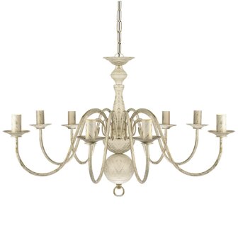 Kroonluchter wit metaal 8 x E14 lampen 4