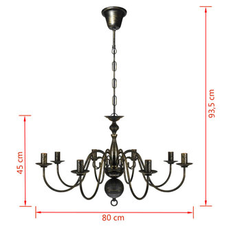 Kroonluchter zwart metaal 8 x E14 lampen 6
